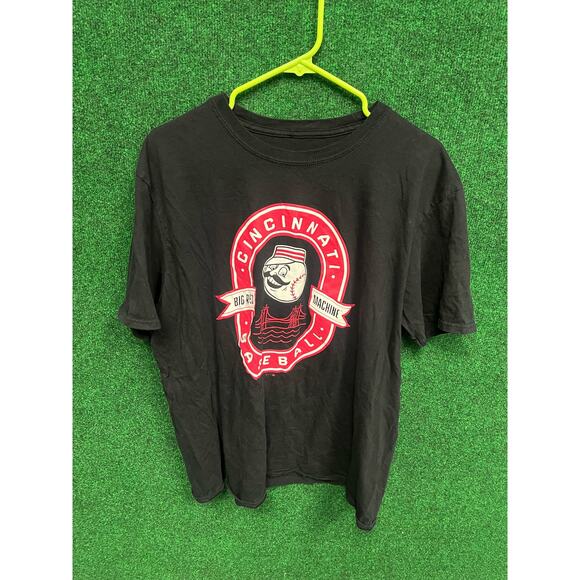 Cincinnati Reds Black T-Shirt HUGE LOGO Sz Medium MLB Unisex Men Women - Picture 1 of 6